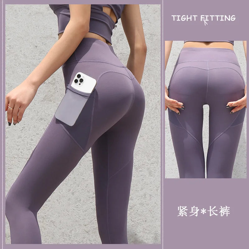 2024 Yoga Pants With Pocket Women Leggings For Fitness Nylon High Waist Long Pants Women Hip Push UP Tights Women Gym Clothing