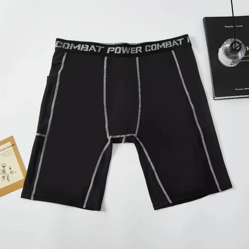 High Performance Men's Compression Shorts With Pocket - Quick Dry Breathable Stretchy Base Layer For Sports Gym