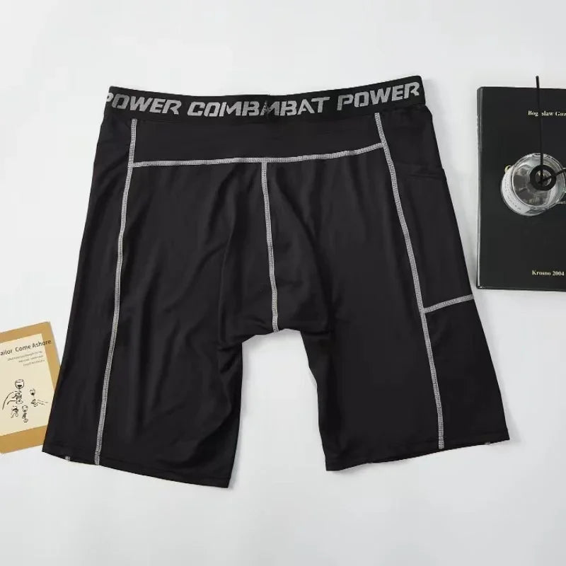 High Performance Men's Compression Shorts With Pocket - Quick Dry Breathable Stretchy Base Layer For Sports Gym