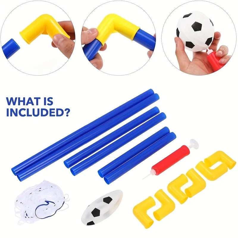 Portable Indoor/Outdoor Toy Football Goal Set 60x40cm - Micro Soccer Net Pump&Ball Lightweight Kids Training Park Beach Games