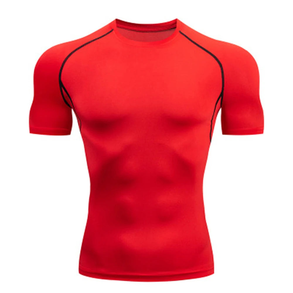 Compression Shirt Summer Men's T-Shirt White Short Sleeve Breathable Quick Dry Fitness Top Sports Long Sleeve Compression Shirt