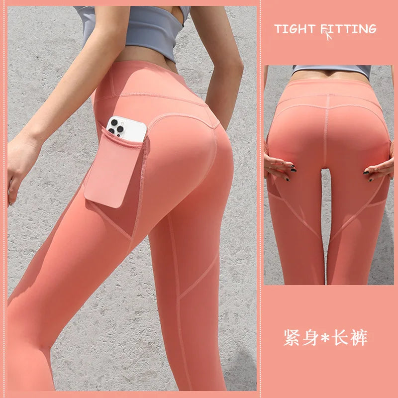 2024 Yoga Pants With Pocket Women Leggings For Fitness Nylon High Waist Long Pants Women Hip Push UP Tights Women Gym Clothing