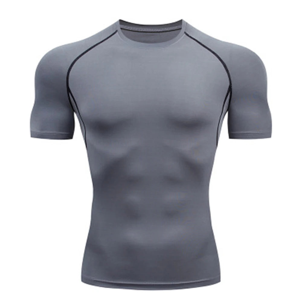 Compression Shirt Summer Men's T-Shirt White Short Sleeve Breathable Quick Dry Fitness Top Sports Long Sleeve Compression Shirt
