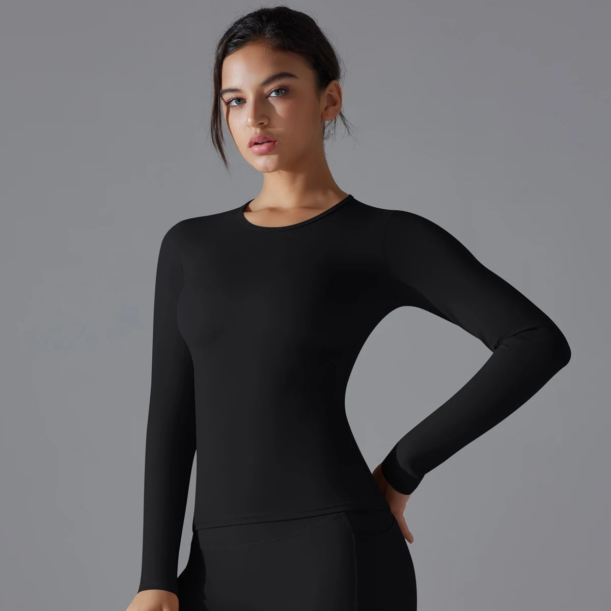 Yoga Shirts For Women Long Sleeve Winter Fitness Running Gym Clothes Workout Dry Fit Breathable High Elastic Sports Top