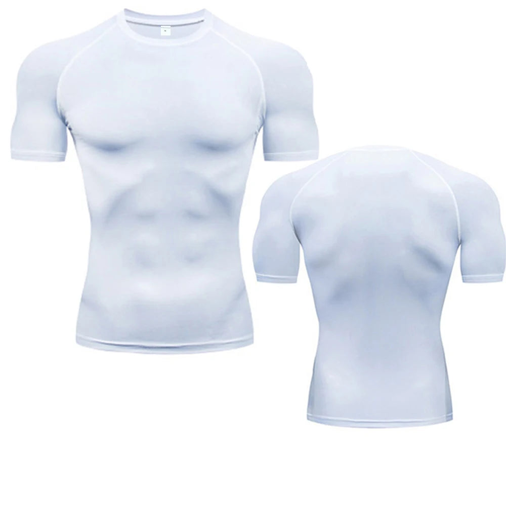 Compression Long Sleeve Shirt Black Fitness T-shirt Men's Muscle Quick drying Gym Sportswear Sun protection Sports Base layer