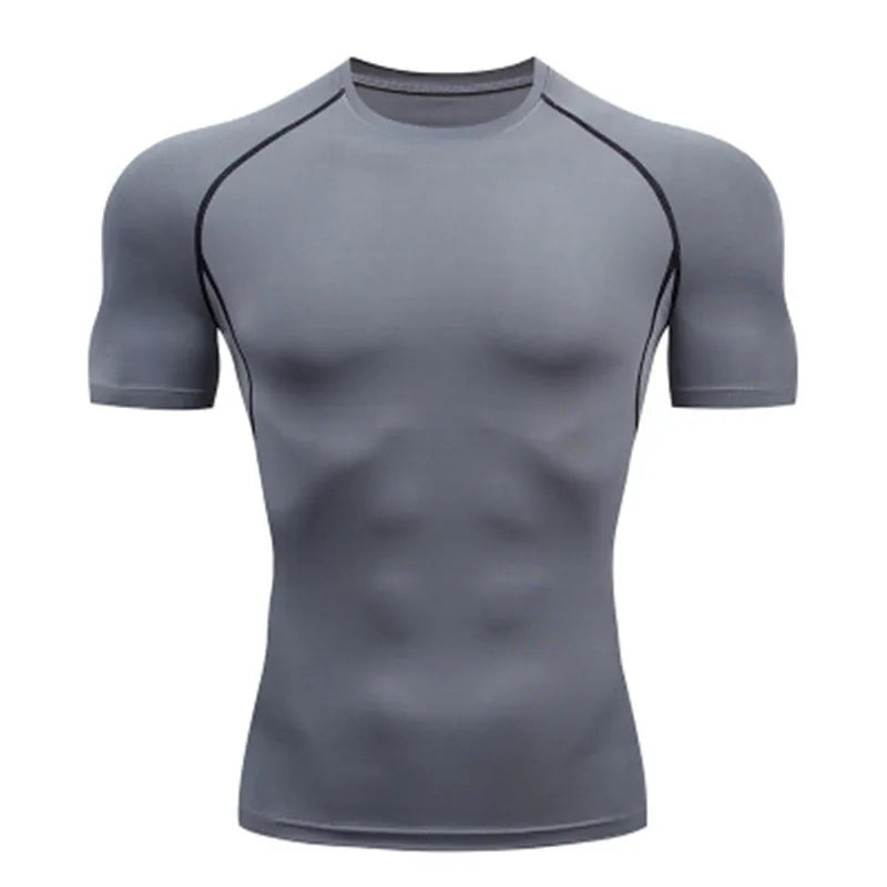 Compression Shirt Summer Men's T-Shirt White Short Sleeve Breathable Quick Dry Fitness Top Sports Long Sleeve Compression Shirt