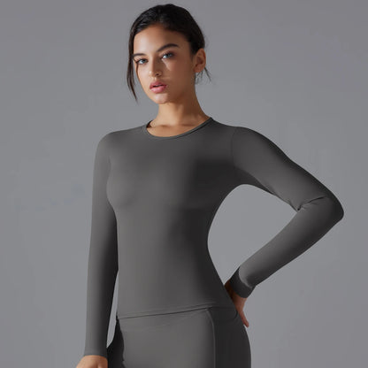 Yoga Shirts For Women Long Sleeve Winter Fitness Running Gym Clothes Workout Dry Fit Breathable High Elastic Sports Top