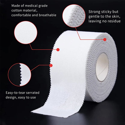 White Athletic Tape -Strong Adhesive Sports Tape No Sticky Residue Easy Tear Athletic Tapes & Wraps,Gymnastics Tape for Athletes