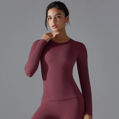 Yoga Shirts For Women Long Sleeve Winter Fitness Running Gym Clothes Workout Dry Fit Breathable High Elastic Sports Top