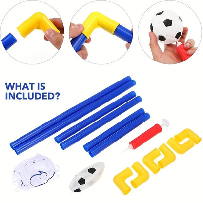 Portable Indoor/Outdoor Toy Football Goal Set 60x40cm - Micro Soccer Net Pump&Ball Lightweight Kids Training Park Beach Games