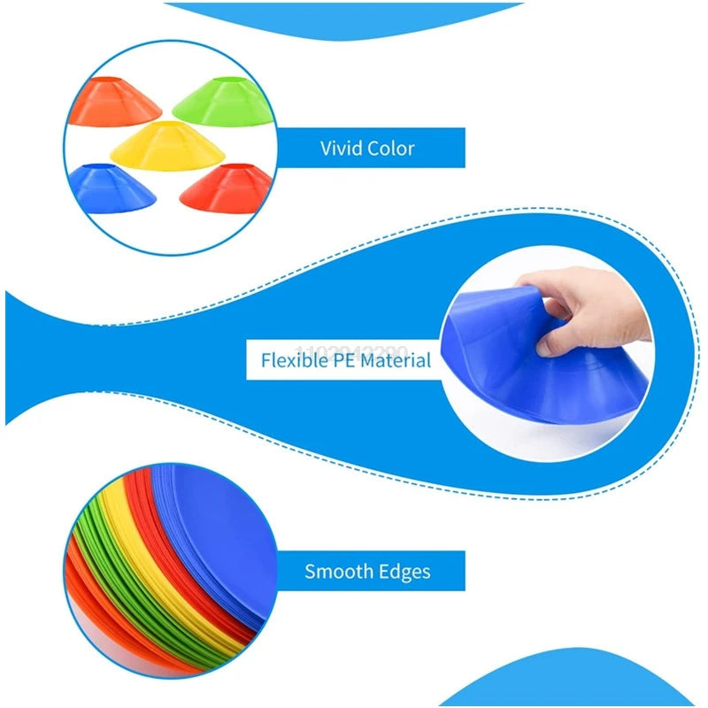 10/50Pcs Disc Cones Training Cones Agility Soccer Cones with Carry Bag and Holder for Training Football Basketball Kids Coaching