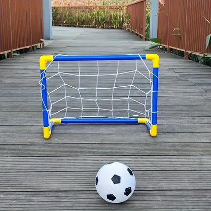 Portable Indoor/Outdoor Toy Football Goal Set 60x40cm - Micro Soccer Net Pump&Ball Lightweight Kids Training Park Beach Games