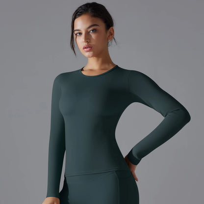 Yoga Shirts For Women Long Sleeve Winter Fitness Running Gym Clothes Workout Dry Fit Breathable High Elastic Sports Top
