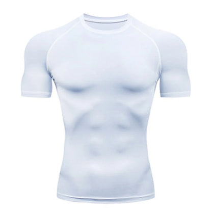 Compression Shirt Summer Men's T-Shirt White Short Sleeve Breathable Quick Dry Fitness Top Sports Long Sleeve Compression Shirt