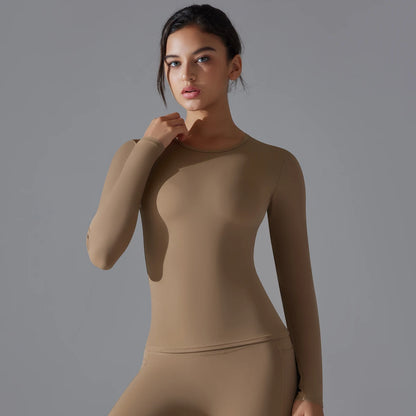 Yoga Shirts For Women Long Sleeve Winter Fitness Running Gym Clothes Workout Dry Fit Breathable High Elastic Sports Top