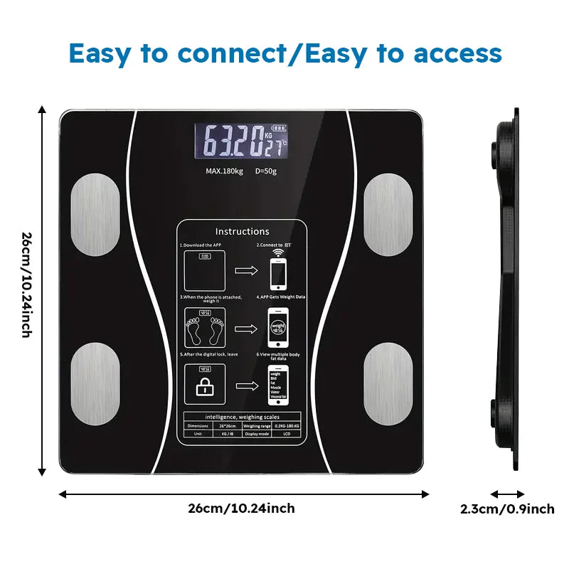Smart Body Fat Scale Wireless LED Digital Bathroom Weight Scale Body Composition Analyzer Testing Scale